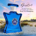 תקריב תווית הבקבוק Hamptons Bond No. 9 – מראה יוקרתי ומדויק